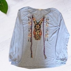 Altar'd State Beaded Embellished Blouse Size Large Used Condition